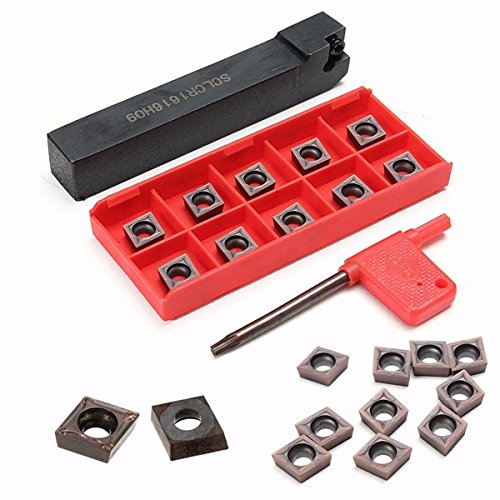 EsportsMJJ Sclcr1616H09 Porte-Outil De Tournage De Tour avec 10Pcs Ccmt09T304 Vp15Tf Ccmt32.51 Inserts De Carbure