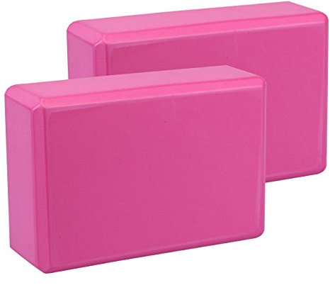 EXERZ Yoga Blocks 2pcs Gym Bricks -Comfortable Fitness Yoga Bricks, Anti-Slip, Lightweight and Travel Friendly Pilates Practice (Pink)