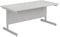 Office Hippo Heavy Duty Rectangular Cantilever Office Desk, Home Office Desk, Office Table + Integrated Cable Ports, PC Desk For Office or Home, 5 Yr Wty - White Frame/White Top, 140cm x 60cm