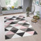 TAPISO Pimky Tapis de Chambre Enfant Bébé Fille Garçon Adulte Design Moderne Rose Gris Blanc Noir Géométrique Motif Triangles Tapis de Jeu Poil Court Fin Doux Lisse Résistant 140 x 200 cm