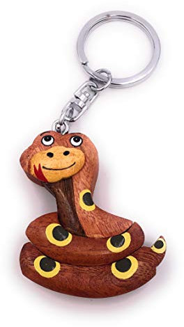 H-Customs Schlange niedlich Tier süß Holz Edel Handmade Schlüsselanhänger Anhänger