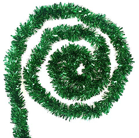 CCINEE Weihnachtslametta-Girlande, klassisch, dick, glänzend, glitzernd, Weihnachtsbaumschmuck, Party, Deckendekoration lichtgrün