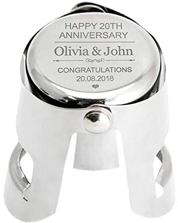 Personalised Wine Bottle Stopper Prosecco Moscato Champagne Spumante Sparkling Stoppers Engraved Gift for Wedding Anniversary Birthday Fathers Day Christmas Valentine(Anniversary)