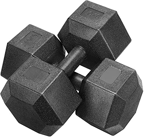 Costoffs 2x10kg Dumbbells Arm Hand Weight Dumbbell Set Hexagon Dumbbell for Strength Training Home Workout Aerobic, Sold in Pair Black