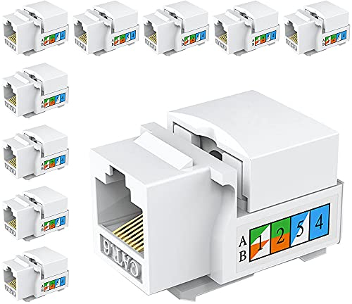Greluma 10 Pièces Prise Keystone Cat6, prise murale Ethernet, coupleur réseau Cat6 - compatible Cat5/5e/6