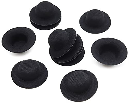LEKAI Mini-Filzhüte, Miniatur-Puppenhüte, handgefertigt, kleine Hüte zum Basteln, Haar-Accessoires, Dekoration, Partyzubehör, 5,8 cm, Schwarz 12 Stück