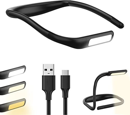 JIELISI Lampe Lecture de Cou, Rechargeable 1800mAh LED Lampe Bureau à Bras Pliables, 3 Couleurs et Niveaux Luminosité Infinis Mode de Gradation, pour Lire au Lit, Tricoter, Travaux Manuels