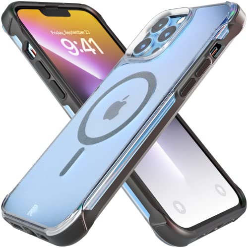 REBEL Clear Case for iPhone 13 Pro Max [Frosted Series Gen-3] MagSafe Compatible, Translucent Matte, Protective Shockproof Bumpers, Metal Buttons, Slim Fit Grip, 6.7 Inch Phone 2021 (Frosted Black)
