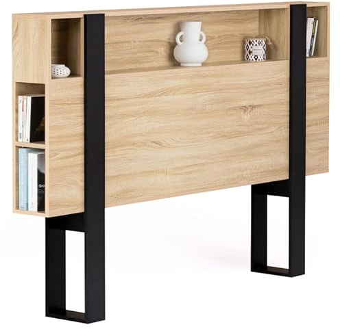 IDMarket - Tête de lit sur Pied Phoenix 160 cm avec rangements Bois et Noir