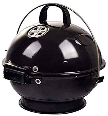Habrur Holzkohlegrill Holzkohle Grill Tragbarer Runder Holzkohlegrill Mit Beschichteten Stahlrosten Klappbarer Grill Aus Edelstahl Für Den Außenbereich Picknickgrill Grill Holzkohle (Color : Black)
