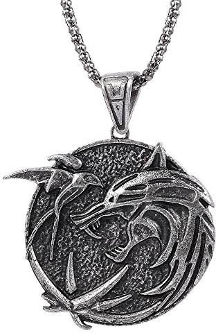 Hexer Halskette, Hexer Trio Medaillon, Hexer Kette Halskette, Ciri, Yennefer and Geralt Schwalbe, Stern and Wolf, Zink Alluminiumlegierung Halskette, Tolles Geschenk for Hexer-Fans, Witcher Necklace