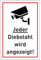 Schild Videoüberwachung 30cm x 20cm hergestellt aus robustem PVC stoß und kratzfest Warnschild in Weiß/Schwarz Hinweisschild Jeder Diebstahl wird angezeigt mit UV-Schutz
