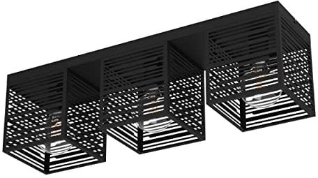 EGLO Deckenlampe Piedritas, rechteckige Deckenleuchte aus Stahl in schwarz, bündige Metall Wohnzimmerlampe, Lampe Decke Wohnzimmer, E27 Fassung, 73 x 18 cm