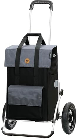 Andersen Einkaufstrolley - klappbar - 43 Liter - mit Kühlfach - Aufhängung für Einkaufswagen - belastbar 50 kg - Aluminium - Trolley - Luft-Rad Ø 25 cm - Cargo Shopper XXL Vektor grau