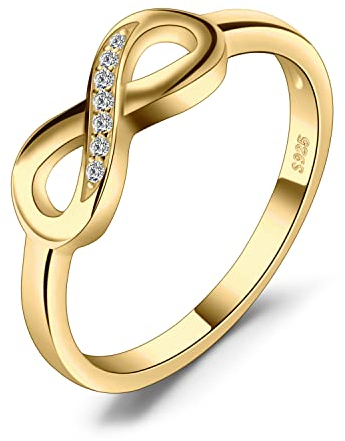 JewelryPalace Wickelring Infinity Verlobungsring Unendlichkeit Promise Eheringe Ring Silber 925 Damen, Zirkonia Silberringe Trauringe Hochzeitsringe Antragsring Ringe, Damen Schmuck Vergoldet 62