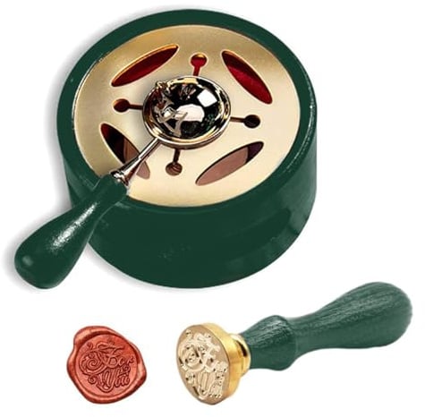 Calentador de Sellos de Cera, Horno de Fusión, Herramienta de Sello de Cera, Sellos de Lacre Horno Para Derretir Palos de Cera o Sellar Cuentas de Cera (Verde Oscuro)