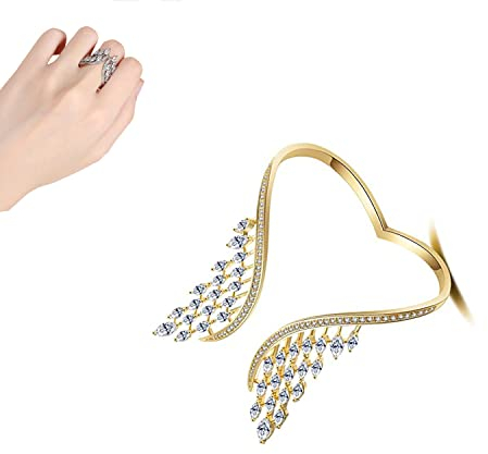 LULAND Engelsflügel-Ring-Armband, gespreizte Flügel-Feder-Ring, verstellbare, inspirierende Schutzengel-Armreif-Armbänder (1PCS-E)