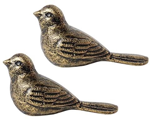 GDYOOSHOW Lot de 2 butées de porte robustes en fonte - Motif oiseau - Pour la maison, le bureau, la chambre à coucher - Vert doré