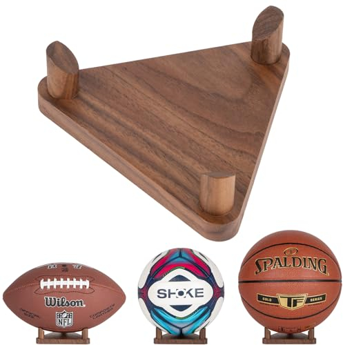 PUERSI Espositore per palloni da basket, calcio, pallavolo, in noce