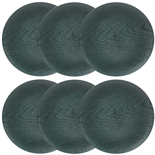 URBN-CHEF 13 33cm Faux Wood Look Charger Dinner Plates Wedding Christmas Service 6 Pack (Petrol Blue)