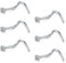 FECTAS Nose Ring Screw Nose Stud 18G Corkscrew Nose Piercing Jewellery Stainless Steel 2.5mm Diamond CZ Silver