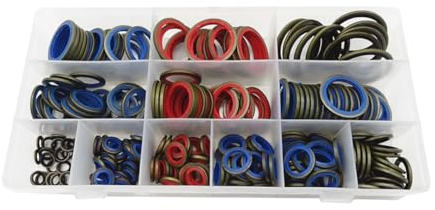 JNNJ 245 Piezas Anillo Sellado Unión Aceite, Arandelas Presión Aceite Motor De Metal, Juntas De Estanqueidad Hidráulicas con Labio De Goma Hidráulica Central Dirección Asistida(Multicolor)