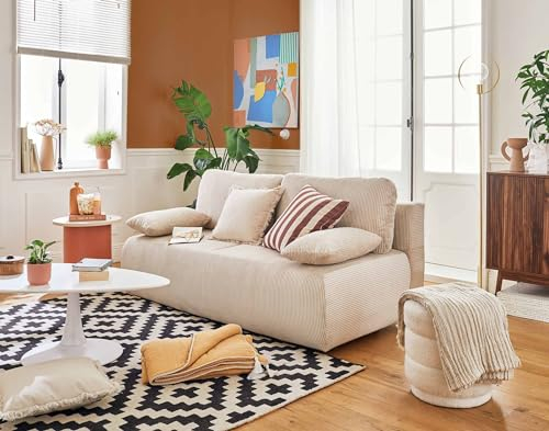 Loutro - 3-Sitzer Sofa - Schlaffunktion und Bettkasten - aus Cord Beige