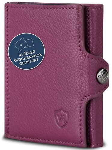 VON HEESEN Slim Wallet mit XXL Münzfach & RFID-Schutz - Mini Geldbörse Herren & Damen - Kartenetui Kreditkartenetui - Portmonee Geldbeutel Portemonnaie klein Pink