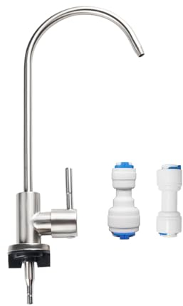 PAROAD SUS304 Edelstahl Trinkwasser Wasserhahn für Umkehrosmose und Wasserfilter, Osmose Wasserhahn, 100% bleifrei, korrosionsbeständig, inkl.1/4 und 3/8 Zoll Schnellanschluss