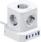 VOOMY 65W Mehrfachstecker, Steckdosenwürfel mit 3 USBC und 2 USB Ladegerät, Ladestation mit 2M Verlängerungskabel, Steckerleiste Überspannungsschutz, Verteilersteckdosemit Schalter, Powercube Weiß