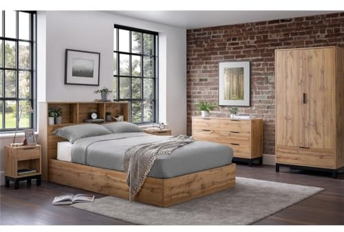 Marlborough Timber Natural Oak Ottoman Storage Bed - King 5ft (150cm)