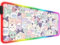 JIANG100 RGB Pink Cat Gaming Desk Mat, Kawaii Cute Computer Keyboard Laptop LED Large Extended Light Up Office Mouse Pad, XL