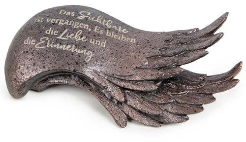 Logbuch-Verlag Engelsflügel Grabdeko Engel mit Spruch 19,5 x 10,7 x 6,5 cm Deko Allerheiligen Friedhof frostsicher bronzefarben