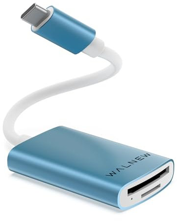 WALNEW USB C Micro SD Card Reader with Dual Slots, USB 3.0 Memory Card Reader for Mac OS,Windows,Android on PC,iPhone 15,iPad,and MacBook,Support SD/SDXC/SDHC/TF/Micro SDHC/UHS-I Cards (BLUE)