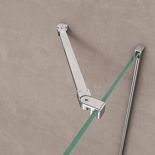 doporro Haltestange chrom für Duschabtrennung für Duschwände Glaswand Stabilisator mit Winkel Flexibel 180° Drehbar für Glasstärke 6-10mm Haltestange Form: Rechteckig