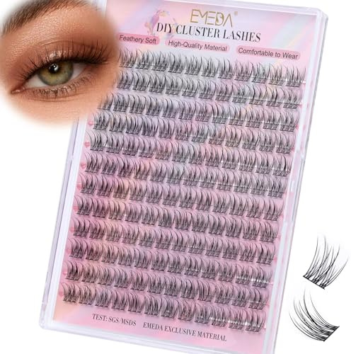 EMEDA Lash Clusters, Individual Lashes Wispy & Natural Cluster Lashes, 144 Clusters Eyelash Extensions, C Curl Eyelash Clusters, Soft Thin Band False Eyelashes 13mm (EME134 13mm)
