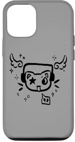 iPhone 12/12 Pro Y2K 90s Cat with Headphone Headset Case