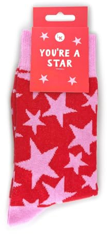 Love Kates Snazzy Socks You're A Star Red & Pink Ladies Socks Size 4-7 Novelty Sock Gift LKSOCK008