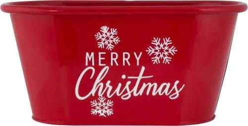 Fyne-Finds Metal Merry Christmas Red Plant Pots Pail Planters Troughs Xmas Snowflakes Themed Troughs (1)