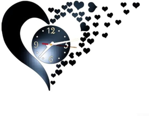 Orologio adesivo da parete in acrilico per migliorare l'atmosfera del soggiorno o dell'ufficio (nero)