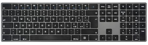 Perixx PERIBOARD-817 Tastiera Wireless Multi Dispositivo, QWERTY, Scocca in Alluminio, Tasti a Forbice X Type, Compatibile con Windows macOS Linux