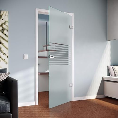 Grazioso ESG Glasdrehtür Innentüren Zimmertüren für Innenräume, Badezimmer, Korridore, Eingangsbereiche, Geschäftsräume (Floatglas 8mm, standard, Breite x Höhe: 959 mm x 2097 mm)