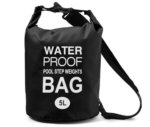 Yeabett wasserdichter Dry Bag, 5L wasserdichte Strandtasche mit verstellbarem Schultergurt, Dry Bag zum Schwimmen, Camping, Kajakfahren, Strand, (Schwarz)