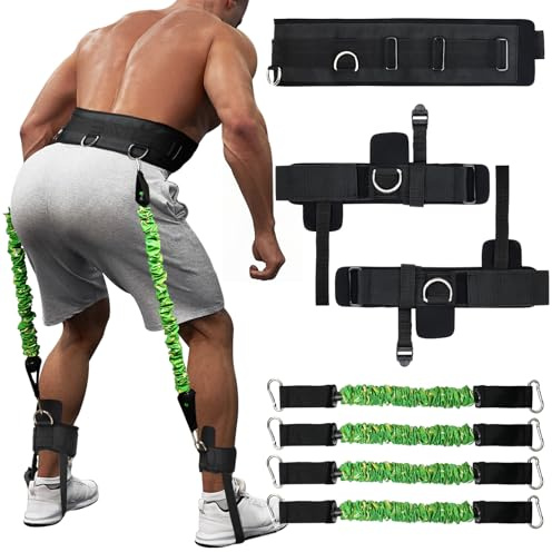 Vertikaler Springtrainer mit verstellbarem Knöchelriemen und Gürtel, horizontales Trainingsgerät, Beinwiderstandsbänder für Basketball, Fußball, Volleyball, Trainingsgeräte