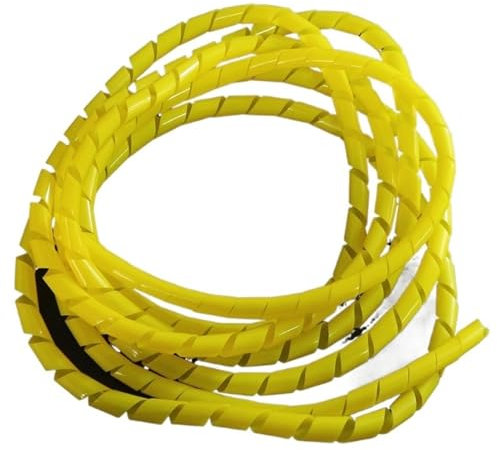 Spiral Cable,6mm 10mm Spiral Wire Wrapping Bands Organizer Cable Sleeve Winding Pipe Line Tube Protection Cord Sheath Bundle Management Hose wraps cable(Yellow Color,8mm ID 5 Meter)