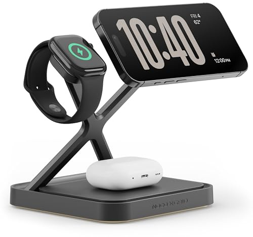 NOCO XGrid XDS3: 3‑in‑1 Wireless Lade‑Dock – Ladestation für iPhone, Apple Watch & AirPods – MagSafe‑kompatibel, Qi2 Zertifiziert – Inklusive 45 W USB‑C Netzteil & 2 m USB‑C Kabel