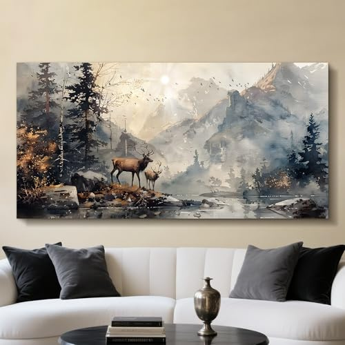 JHHUAMO Leinwand Bilder Berge Modern Wohnzimmer Schlafzimmer 59x119 cm