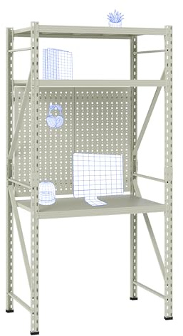 FlexiSpot Werkbank & Schreibtisch mit Regal und Lochwand – Stabiler Werkzeugtisch, bis 200 kg belastbar, vielseitig nutzbar in Werkstatt, Büro, Lager oder Zuhause (Zartgrün)
