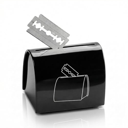 Hopzab Double Edge Razor Blade Storage Bank Disposal Case for Used Safety Shaver Blade Iron Container Box for Used Double Edge Razor Accessories Storagement