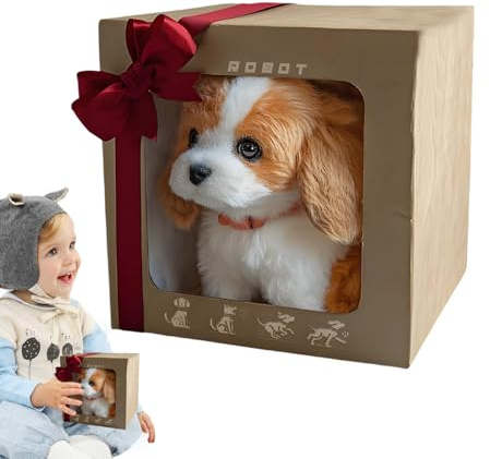 My Realistic Robot Puppy Dog, Electronic Interactive Stuffed Dog Plush, Features Sounds And Reactions - Walking, Barking, Tail Wagging, Present For Boys Girls Birthday Present 2 3 4 5 Years Old
